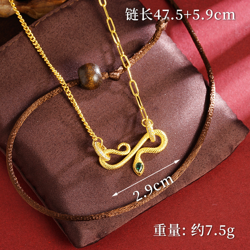 Gufa Sha Gold Zodiac Serpente Personalidad Joyas Collar pendientes de orejas Anillo de la mujer doblado Año de la Serpente Accesorios versátiles