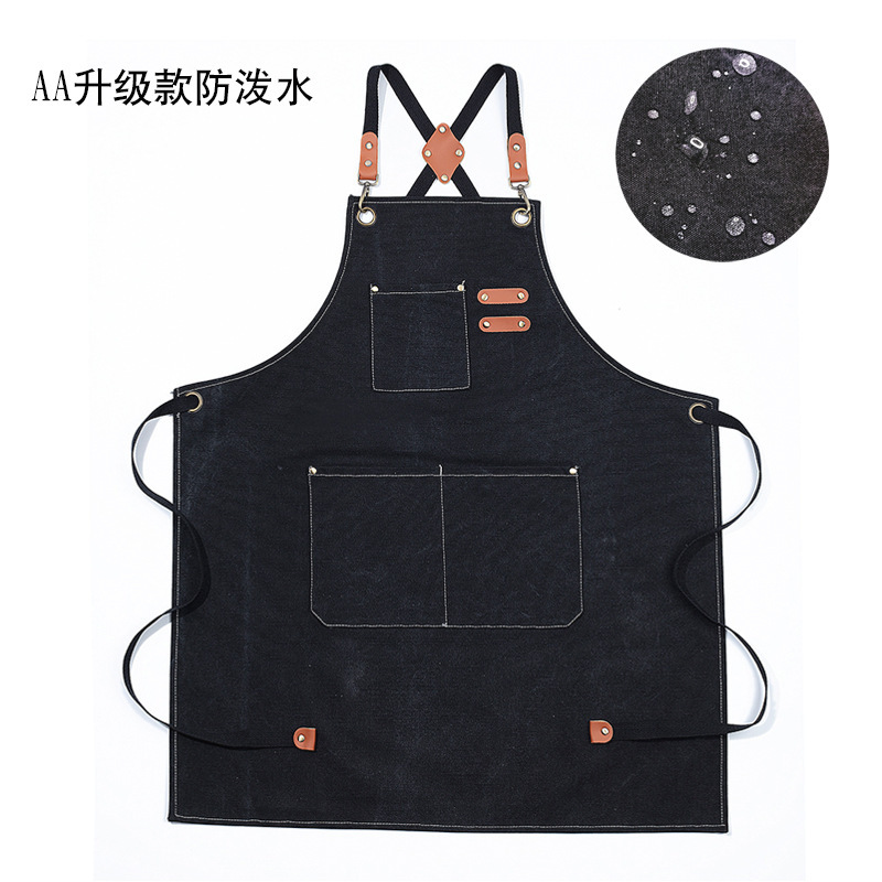 Algodón grueso delantal de lona de comercio exterior denim transfronterizo cocina doméstica tienda de té de leche delantal de ropa de trabajo al por mayor