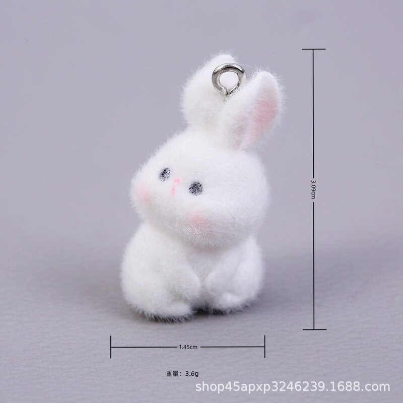 国境を越えた売れ筋植毛樹脂立体ウサギ犬かわいい人形キーホルダー携帯電話ケース DIY イヤリング素材|undefined