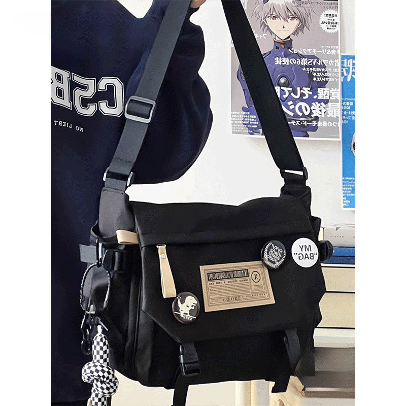 Japanese Men's Satchel High-end Fashionable Brand Tooling Messenger Bag Men's Fashionable Large Capacity High School Student Crossbody Bag for Women