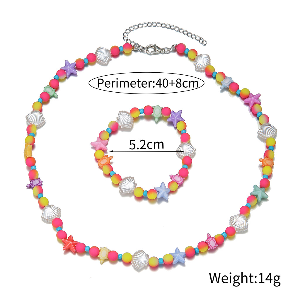 Fashion Starfish Shell Arylic Beaded Girlu0027S Necklace 1 Set