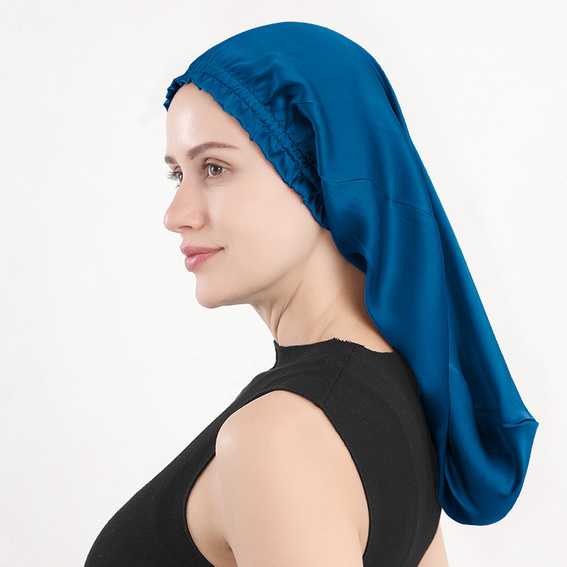 新作 シルクナイトキャップ 16匁桑蚕シルク ロングヘアキャップ フリル付きロングキャップ ホームヘアケアキャップ Amazon