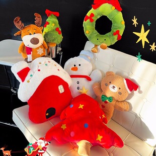 Tiktok Net popular Christmas tree Red House elk doll plush toy pillow holiday activity decoration gift