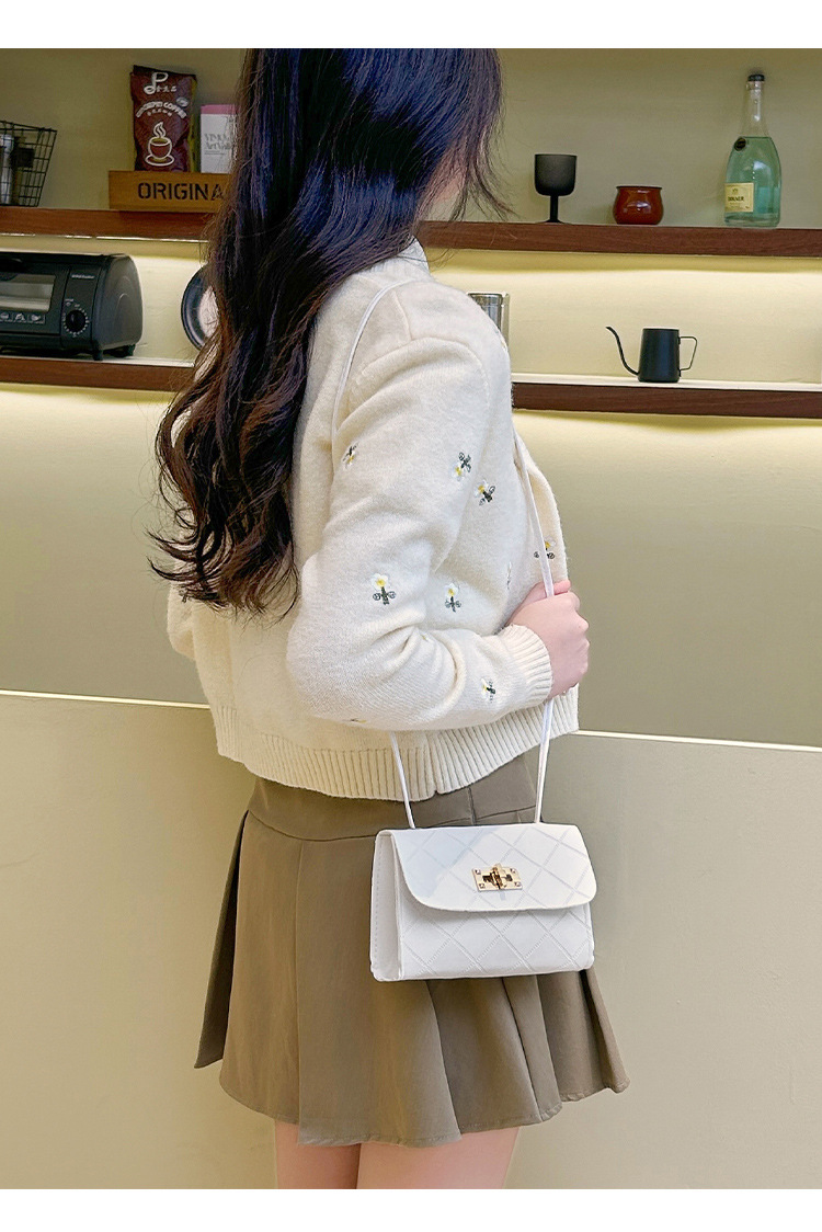 2024 neue diamantgeprägte kleine quadratische Tasche mit Schloß und Trageriemen tägliche einfache Geldbörse für Kleingeld modische kleine Tasche Dropshipping