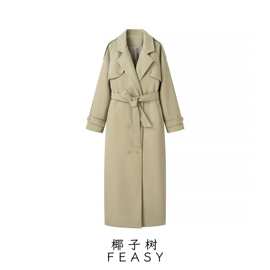 亚马逊跨境外贸欧美女装2024秋冬新款大翻领单排扣收腰呢子大衣