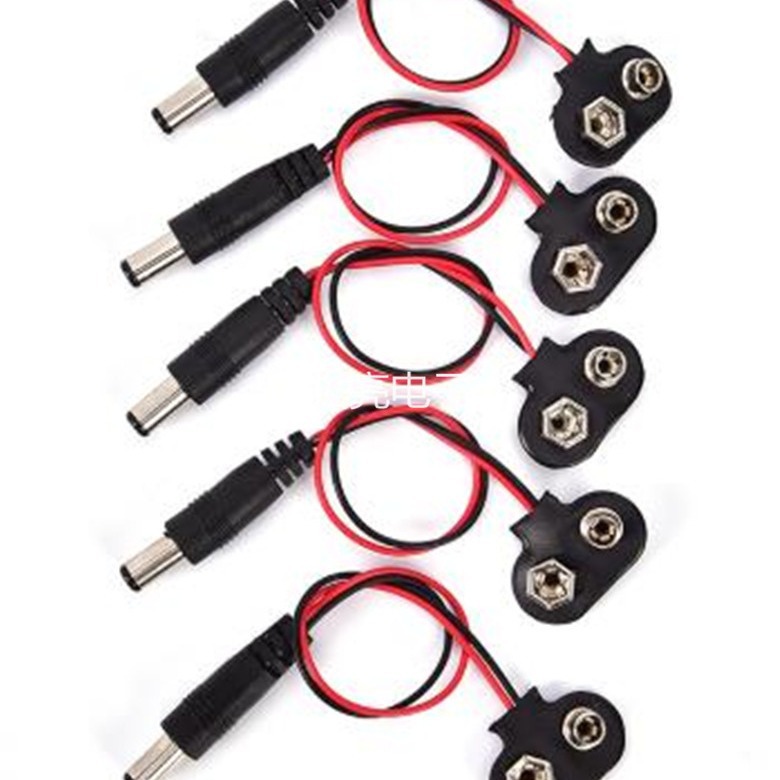 厂家直销 9v电池扣 带DC头 5.5*2.1MM T型皮电池扣带DC头 T型