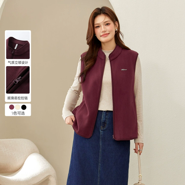 [Вельфиш повседневный дикий теплый воротник жилет] Funny Show большой размер женский толстый mm2025 весенний новый