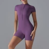 7147 Short Sleeve Shorts Jumpsuit-Grape Thistle Purple