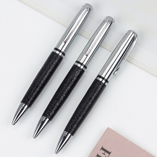Pu Leather Pen Customized Metal Medium Oil Export High Quality Printable Logo Engraving Business Cross-Border Ballpoint Pen