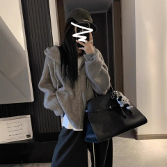 韩系连帽拉链宽松毛衣女秋冬2025新款内搭慵懒感针织开衫外套百搭