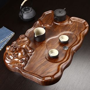 Ebony Tea Tray for Home Use, Solid Wood Tea Table, Large and Small Rectangular Natural Wood Rosewood Tea Tray, Creative