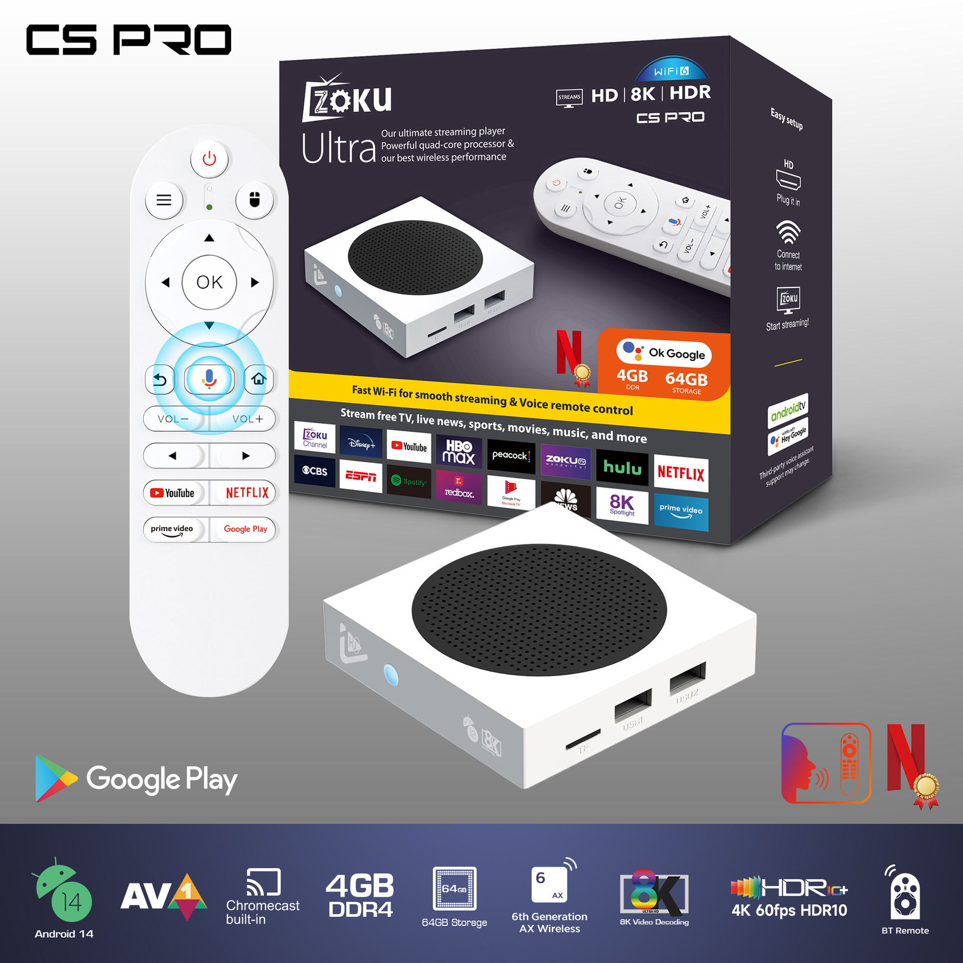 New Cross-Border C5Pro H618 Home Digital Set-Top Box HDMI 4G+64Gwifi 5g Voice Remote Control
