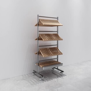 Clothing Store Hanger Storage Rack Stainless Steel Hanger Sorting Artifact Multi-layer Floor-type Movable Clothes Hanging Rack