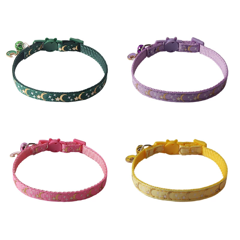 Aminger новые товары для домашних животных Star Moon позолоченные пряжки ленты с луной аксессуары колокольчики ошейник для кошек