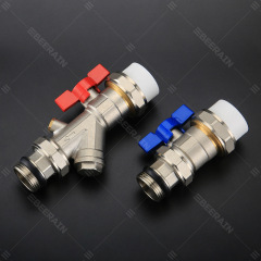 Straight set valve floor heating water collector inlet and return valve PPR single hot melt outer wire brass ball valve water distributor set valve