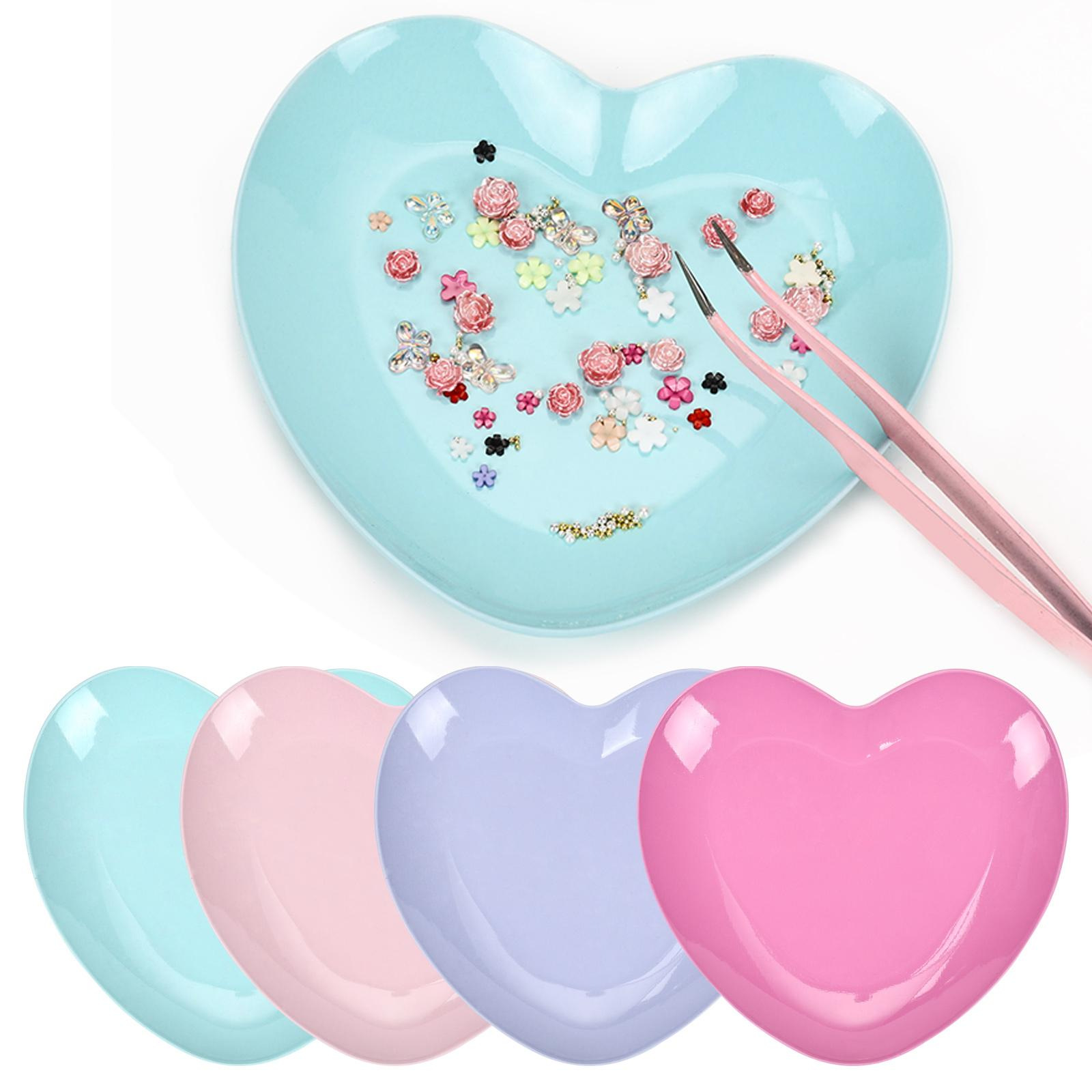 Bandeja de joyería de acero inoxidable de estilo coreano, bandeja de almacenamiento de herramientas de escritorio para uñas, bandeja de metal en forma de corazón