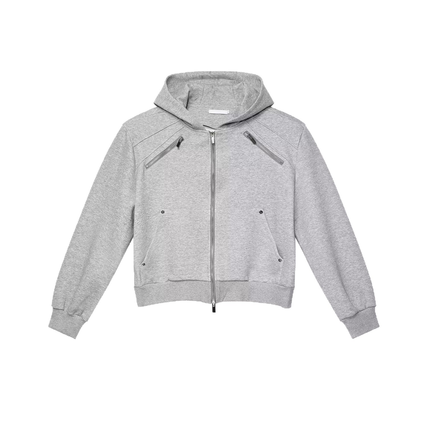 Men's Metal Zipper Hooded Jacket Deconstruction Design Style_voghion.com