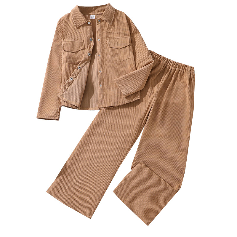 2024 Zweiteiler für Mädchen, neue Herbst-/Winterkollektion: Kragen, Langarmshirt, Hose, modisches und lässiges Set_voghion.com