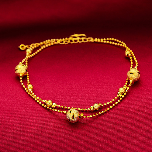 Japanese and Korean fashion little red book same style anklet Vietnamese sand gold gold-plated summer love bell multi-line anklet for women