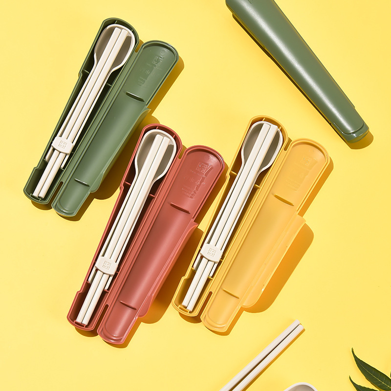 Portable Travel Chopsticks And Spoon Set Plastic Boxed Chopsticks For Meal Sharing Chopsticks Cutlery Gift Box Set