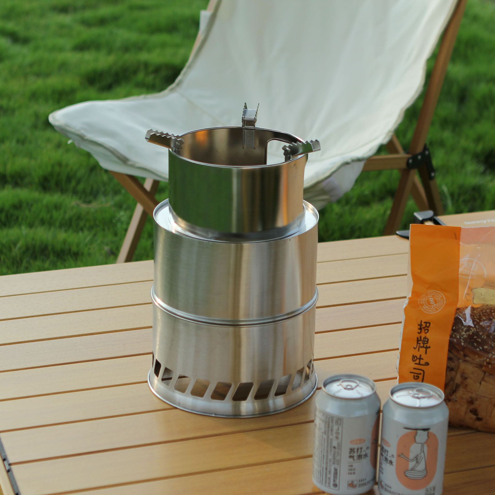 Outdoor Smokeless Wood Stove Camping Portable Stainless Steel Camping Stove Amazon Hot Selling Secondary Combustion Wood Stove