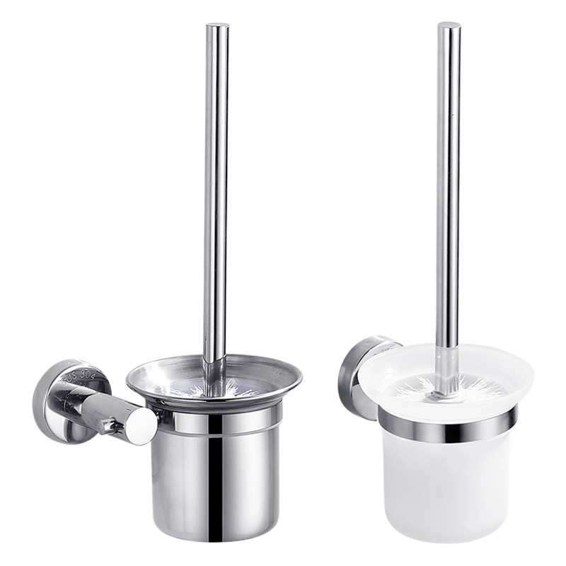 Toilet toilet brush rack set 304 stainless steel no dead angle with base hanging cleaning brush wholesale