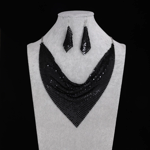 Black scarf, necklace and earrings
