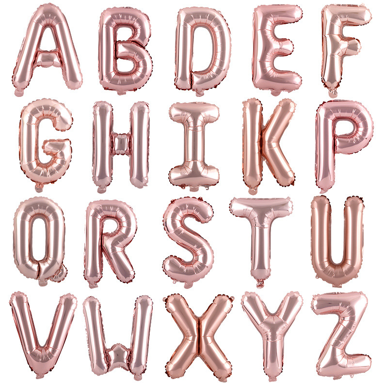 16寸字母玫瑰红组合