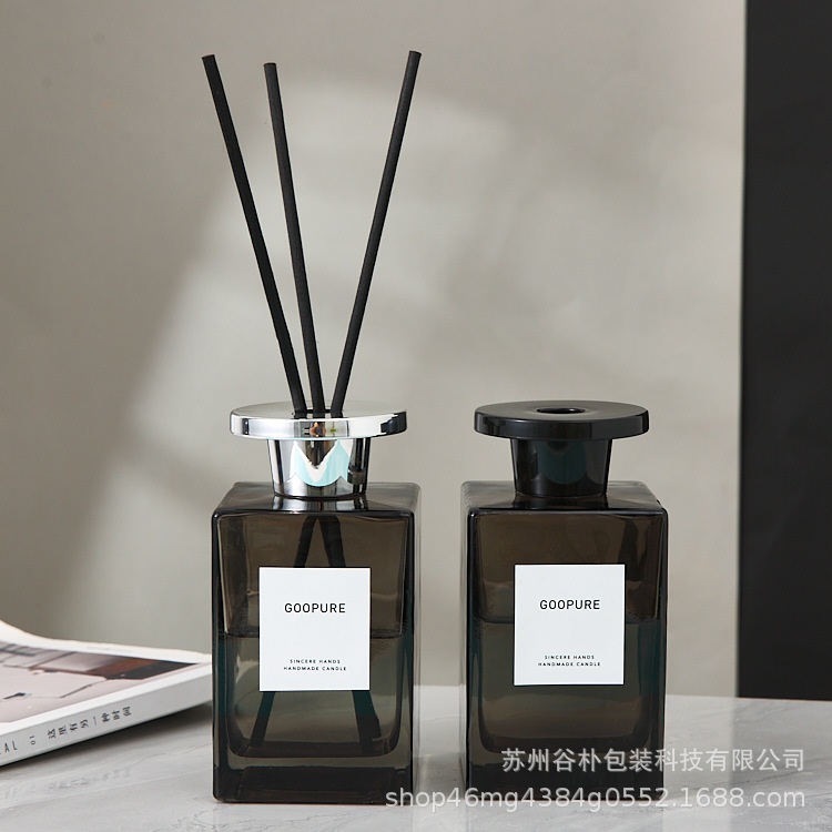 500ml黑色高款香薰瓶28牙螺口玻璃香薰瓶空瓶香氛瓶带盖子