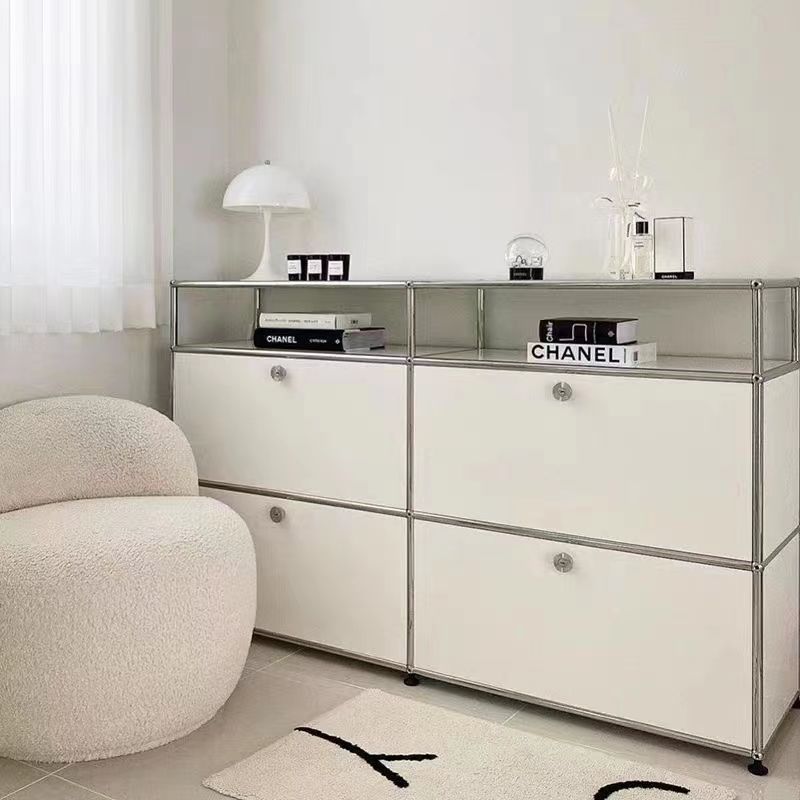 Second-Hand Stainless Steel Tv Cabinet for Small Apartments, Integrated Storage, Living Room Ins-Style Sideboard, Second-Hand Usm Modular Sideboard