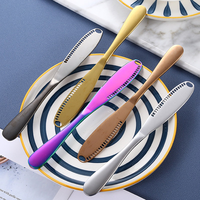 亞馬遜專供430不鏽鋼芝士黃油刀牛油刀帶孔面包果醬刀奶酪牛油刀