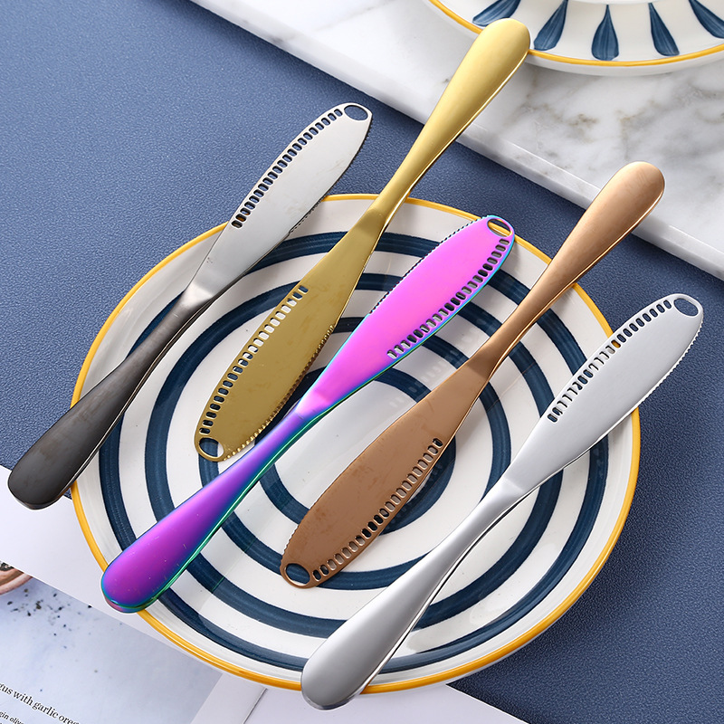 亞馬遜專供430不鏽鋼芝士黃油刀牛油刀帶孔面包果醬刀奶酪牛油刀