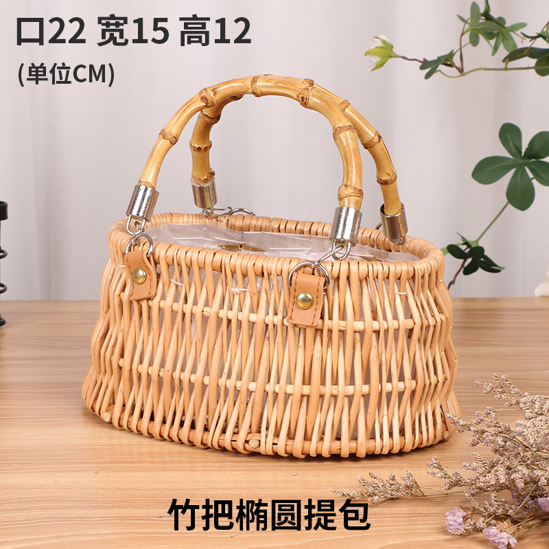 Encaje Mini encaje princesa cesta sauce Vine hierba olla tejida verde rosa flor niños foto cesta mano regalo cesta de flores de mano