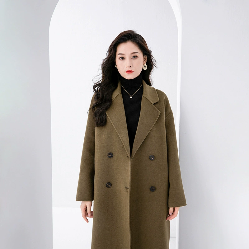 Демисезонное двустороннее шерстяное пальто, oversize, корейский стиль
