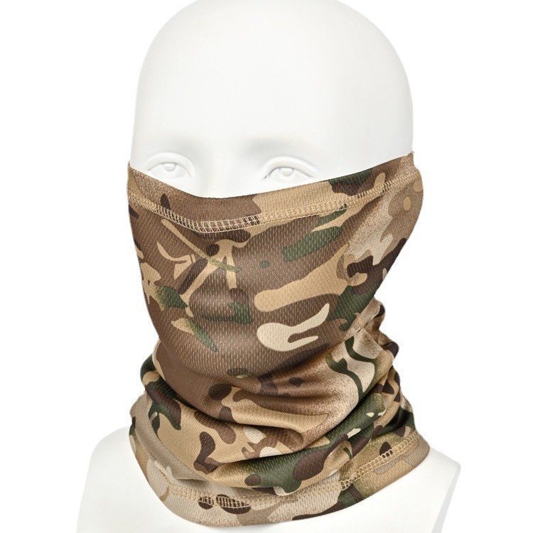 Pañuelo de seda de camuflaje para casco, pañuelo para la cabeza para pesca al aire libre, máscara de protección solar para el cuello de verano, transpirable para ciclismo y deportes.