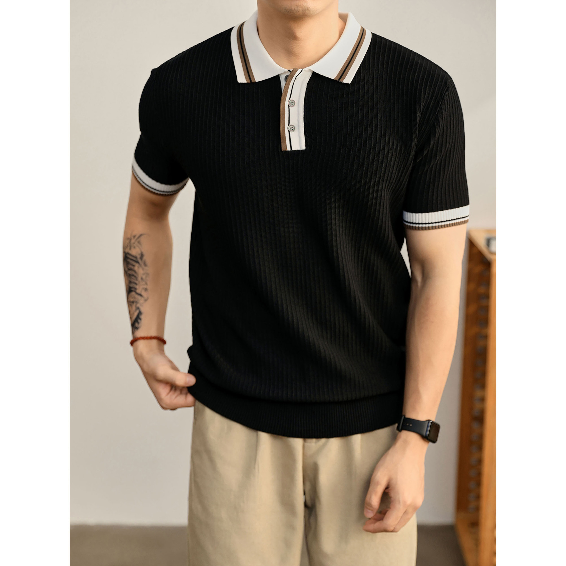 Camisas de polo de manga corta con solapa, camisetas de punto de hombre con solapa, camisetas comerciales de hielo, comercio exterior transfronterizo al por mayor