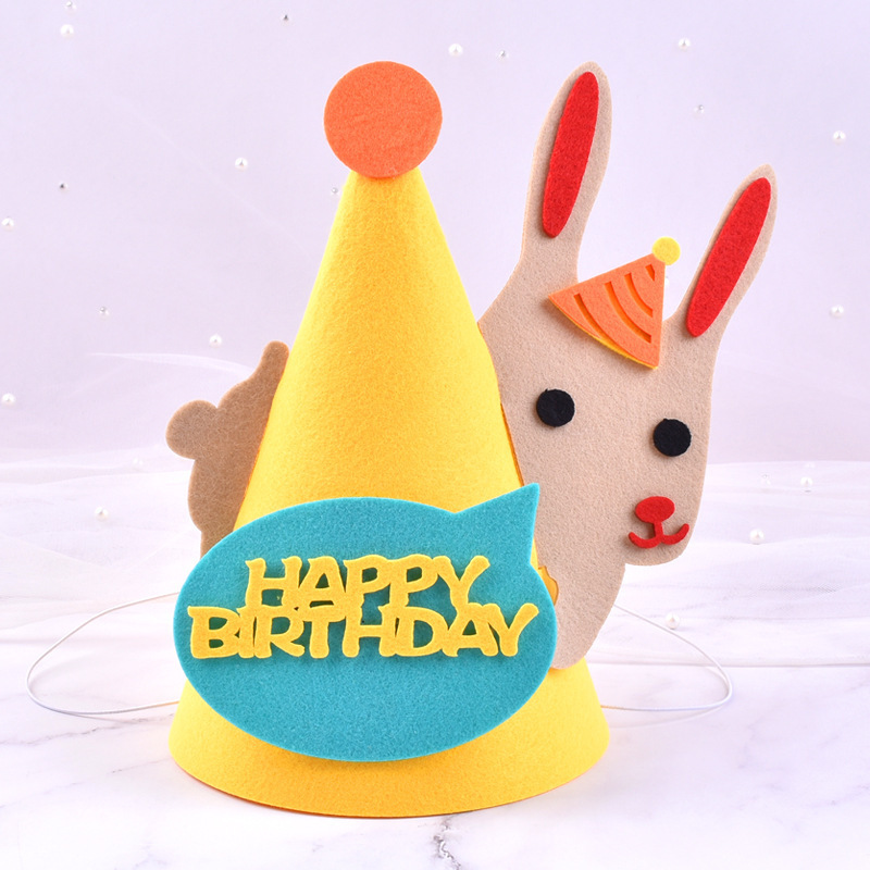 韓国インスタイルクリエイティブ diy 誕生日帽子赤ちゃん 1 歳の装飾不織布パーティー誕生日帽子フェルト帽子|undefined