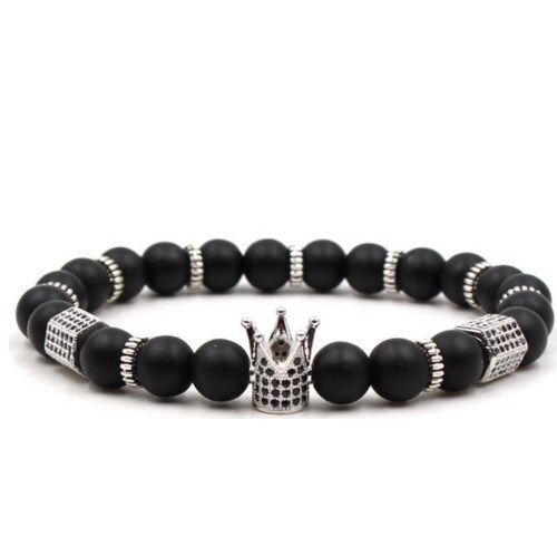 8mm Beaded Bracelet Crown AliExpress Amazon Volcanic Stone Black Lava ugh35e