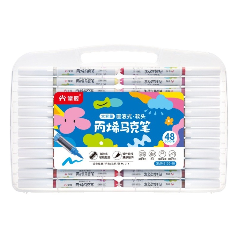 Master recta-Líquido de cabeza suave marcador de acrílico de los niños de 60 colores de color opaco apilable de 48 colores de 24 colores pincel