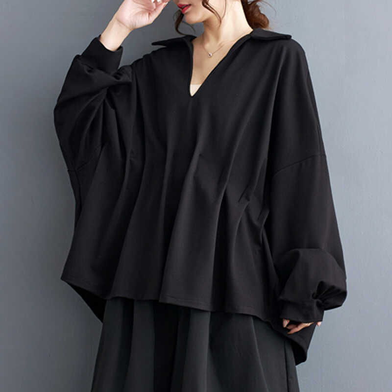 2025 Three-Dimensional Tailoring, Delicate and Soft Cotton, Artistic and Versatile Top, Drop Shoulder Sleeves, V-Neck Shirt for Women, Autumn Season