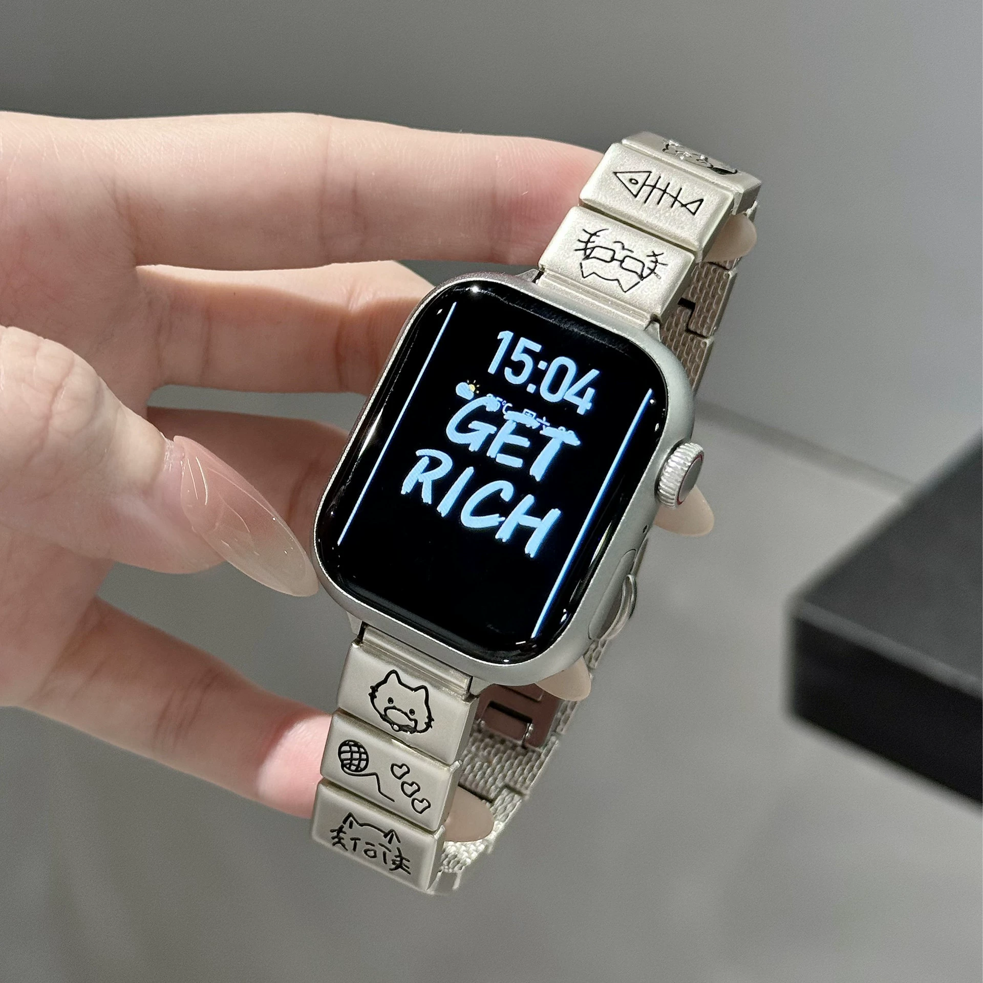 Новый металлический ремешок S10 с котятами для Apple Watch, 38/40/41 и 42/44/45/49 мм, в цветах