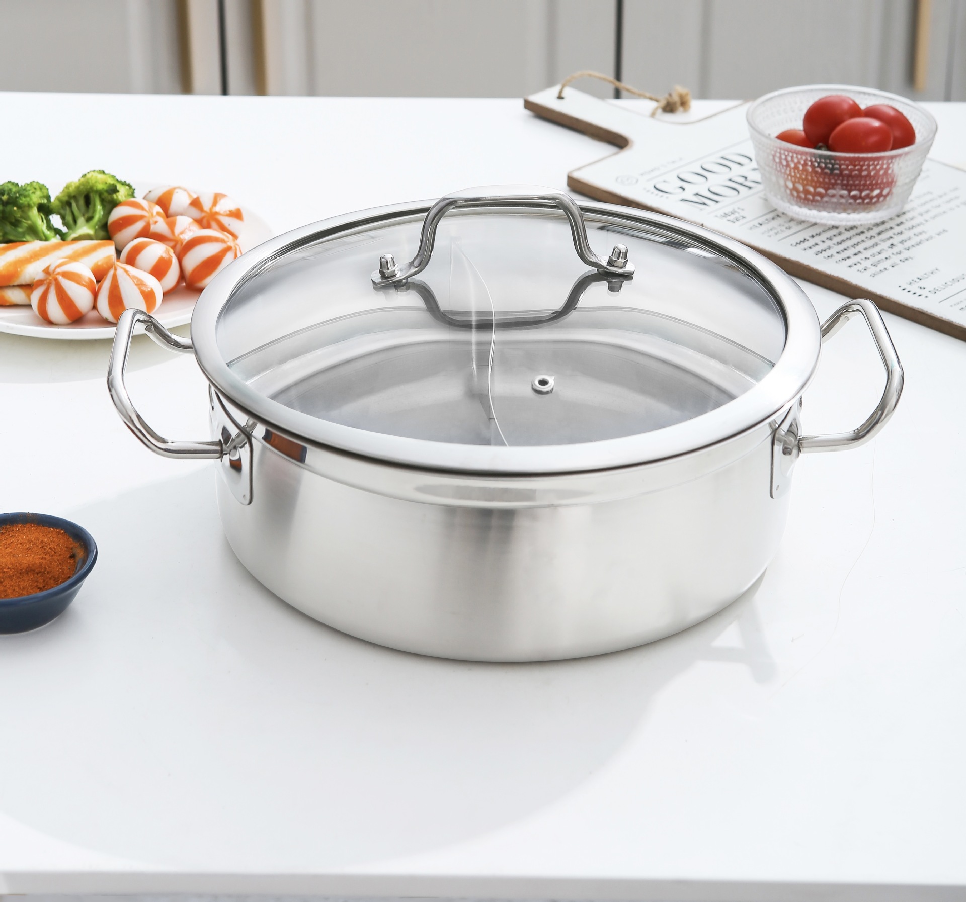 Straight Couple Pot, Thick Stainless Steel Hot Pot, Commercial Electric Stove Hot Pot, Clear Soup Pot Wholesale