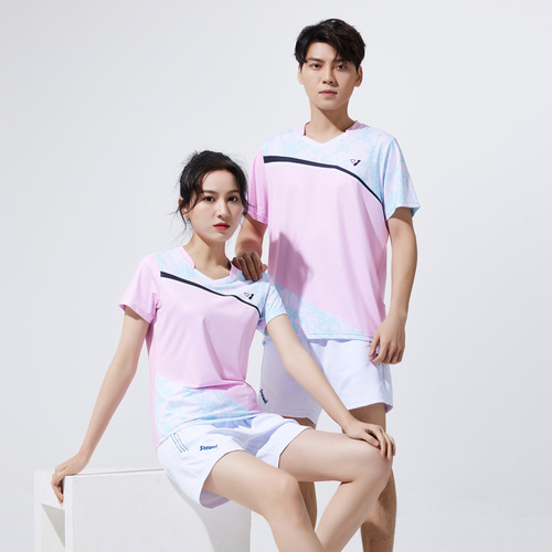 New style badminton suit sports set men and women short sleeve quick dry breathable training suit short skirt table tennis clothes printing 