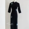 Black Cheongsam [seven-quarter sleeves] micro-slide