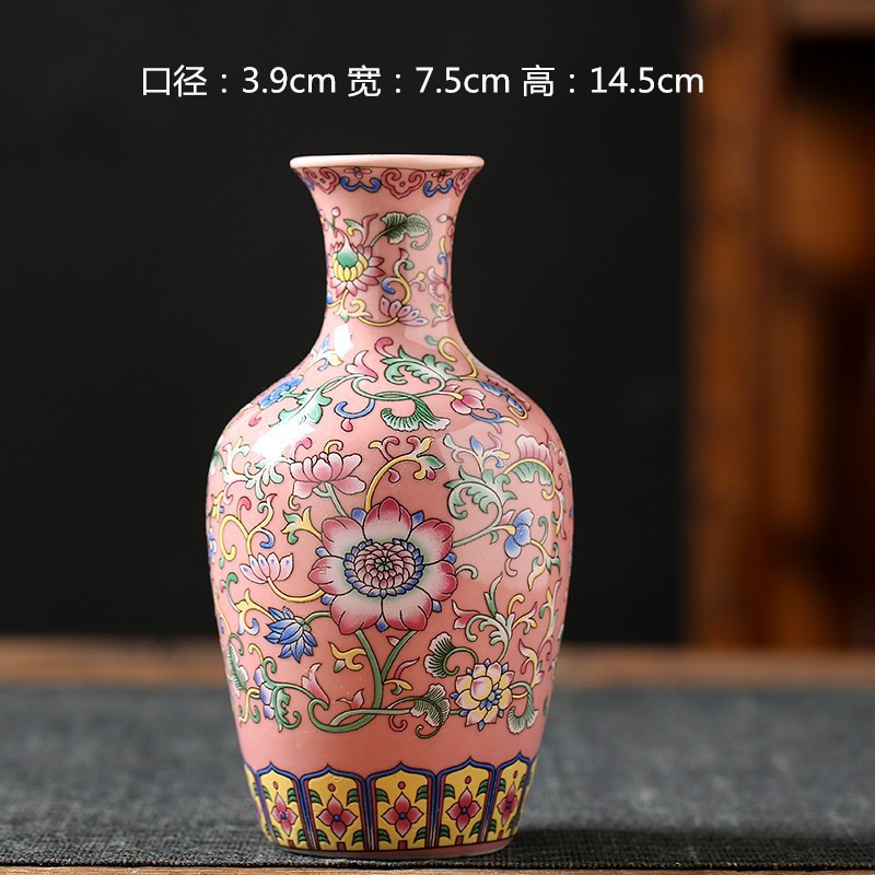 Vaso de escritorio de cerámica de porcelana pequeña boca mini hidroponía de flores retrógradas botellas de flores de porcelana