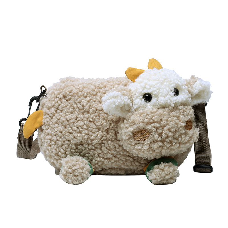 De dibujos animados feo lindo de la vaca de gran capacidad de la Felpa Bolsa de estilo Coreano ins Lindo bolso de hombro chica corazón muñeca bolsa de mensajero