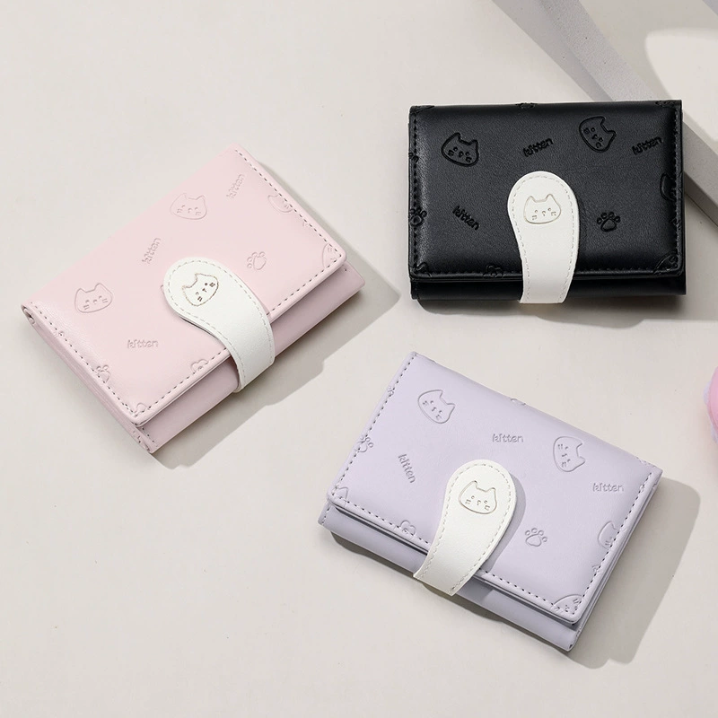 Милый держатель для карт, карманная сумка, короткий Wallet из полиуретана