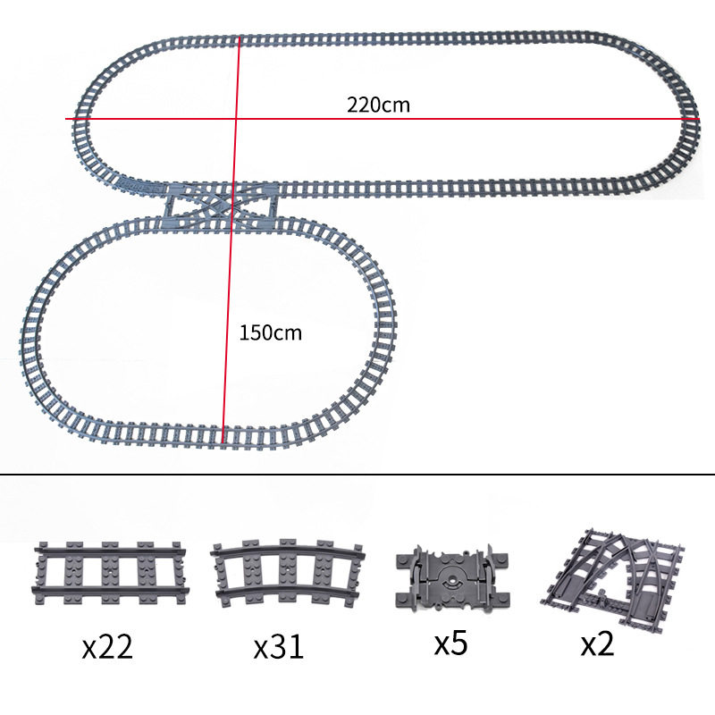 Tren De La Ciudad vía del tren compatible con el carril recto curva combinación escena pequeña partícula montaje bloques de construcción bolsa de juguete