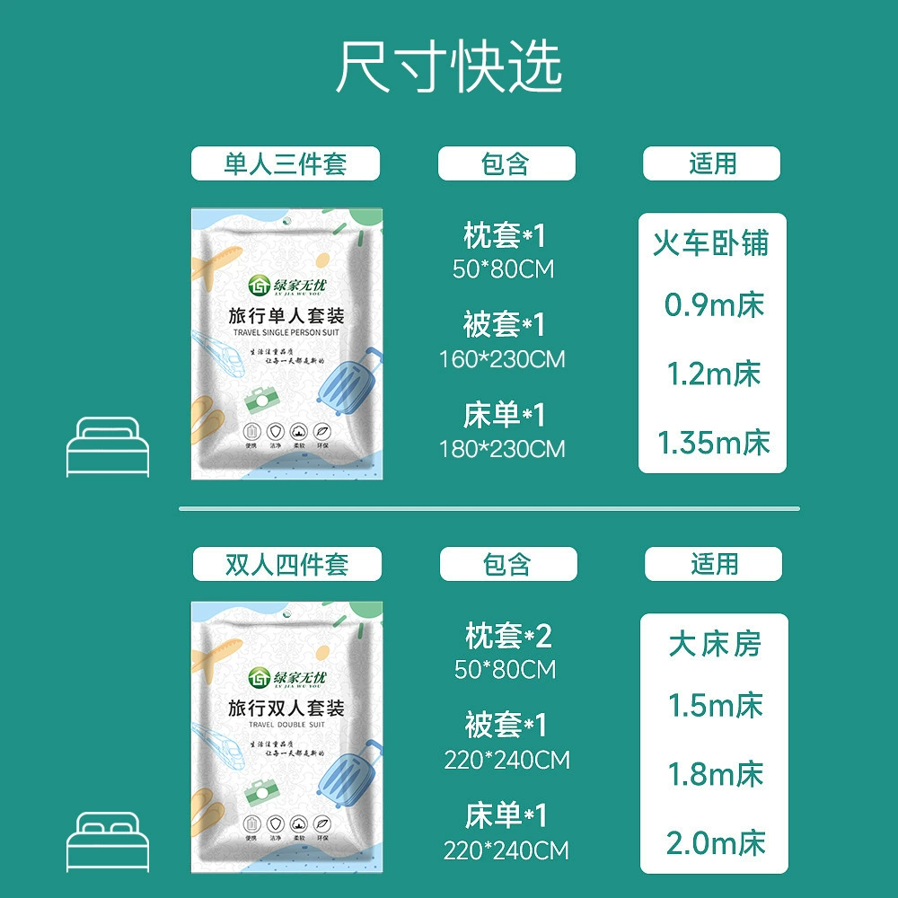 Disposable set for traveling, sheet, duvet cover, pillowcase, bedspread for hotel, 4 piece set, increased thickness