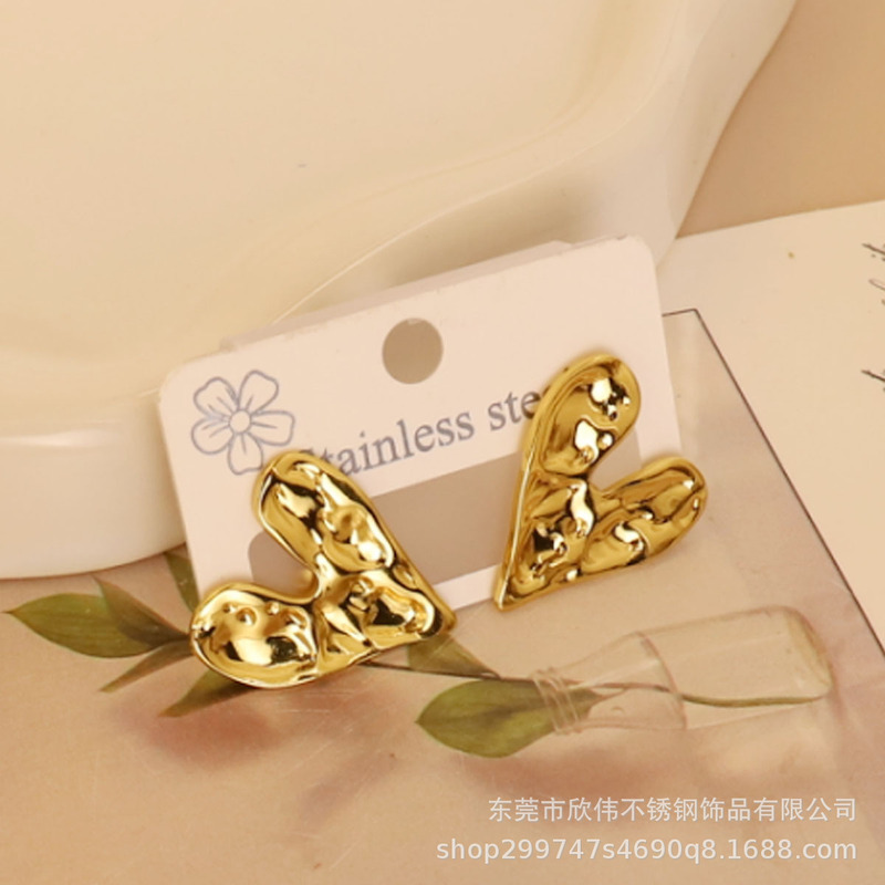 跨境欧美夸张潮流光面耳环朋克冷淡风几何不规则耳钉不锈钢耳饰|undefined